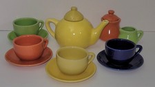 Vintage Children's Tea Set Vibrant Colors