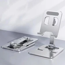 Universal Adjustable Foldable Phone iPad Tablet silver Metal Stand Holder Desk