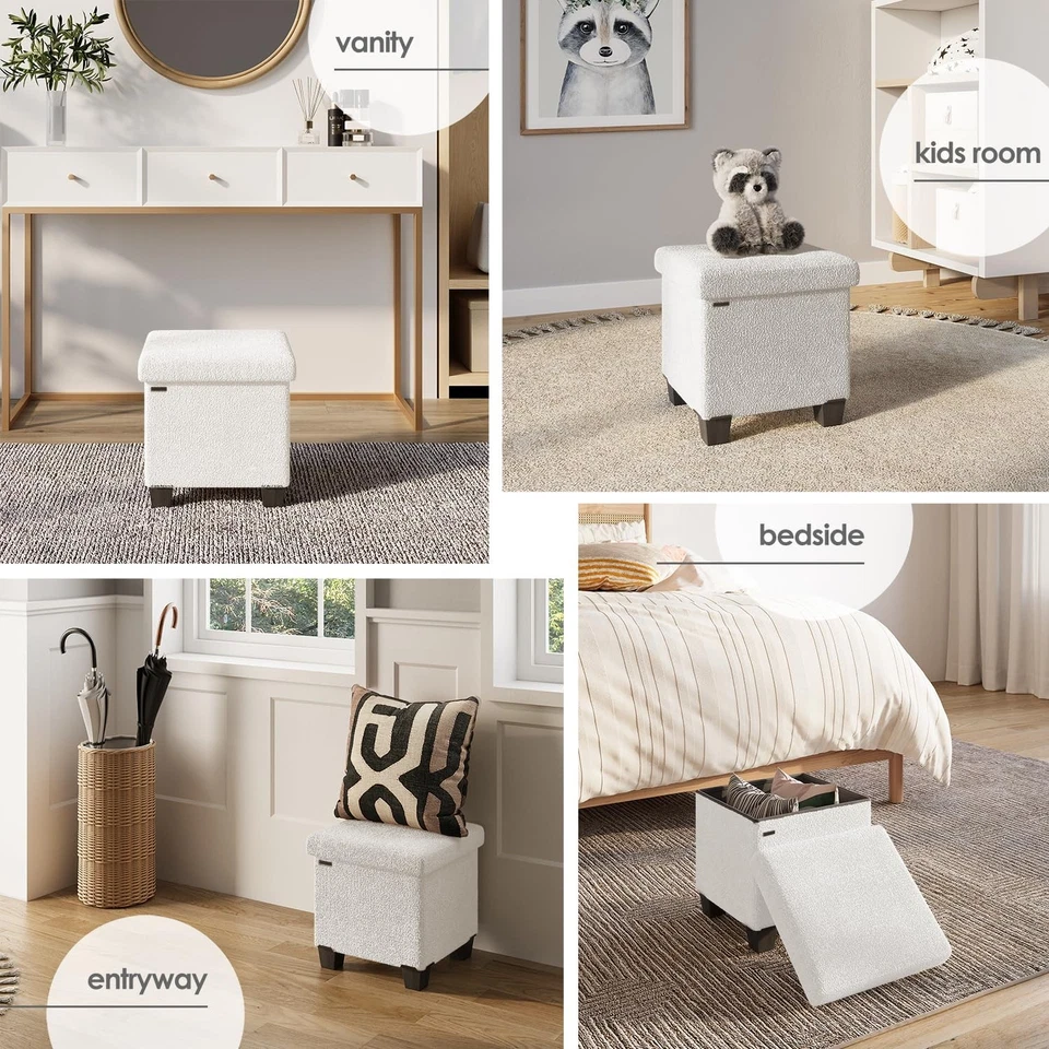 Ottoman with Storage for Living Room, 15 Inch Storage Ottoman Cube, Small Ott... - Image 4 of 4