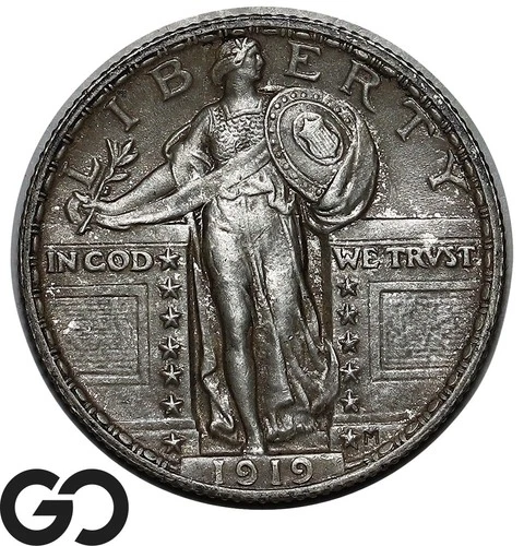 1919 Standing Liberty Quarter, Strong Full Head, Sharp Choice BU++ FH Key Date!