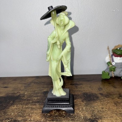 Vintage Sculptor  A .Santini Japanese Woman Light Green Resin Made In Italy*Read
