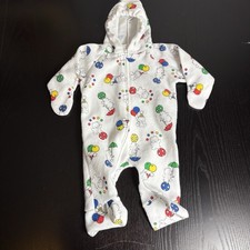 Vintage 90s CARTERS Baby 0-6M Fleece One-Piece Primary Colors Bears Balloons