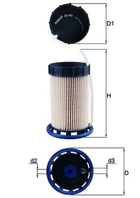 MAHLE KX 492 Fuel Filter Fits Audi A3 Allstreet Sportback Limousine Convertible