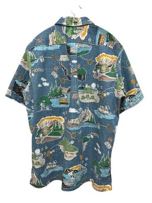 Reyn Spooner Snoopy Aloha Hemd Herren M Blau Baumwollmischung Classic Fit