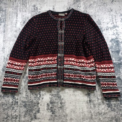 Croft & Barrow Damen Vintage Spange Strickjacke Fair Isle Strick, XL
