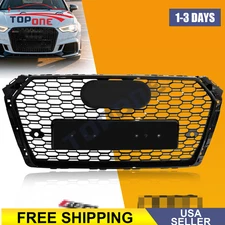 For 2017-2018 Audi A4/S4 B9 RS4 Style Honeycomb Mesh Hex Grille Black W/ Qoattru