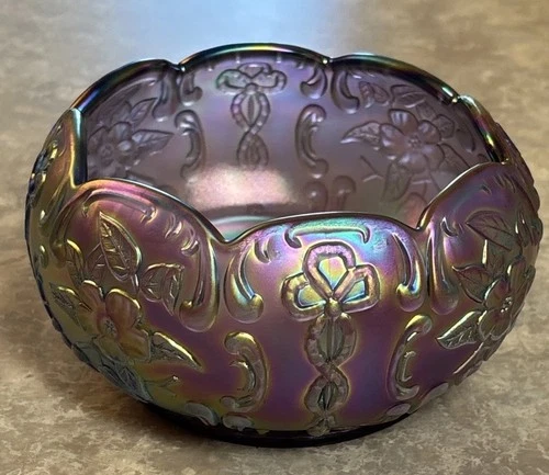 Vintage Fenton Lavender Iridescent Rose Bowl! LARGE & GORGEOUS, TRULY STUNNING!!