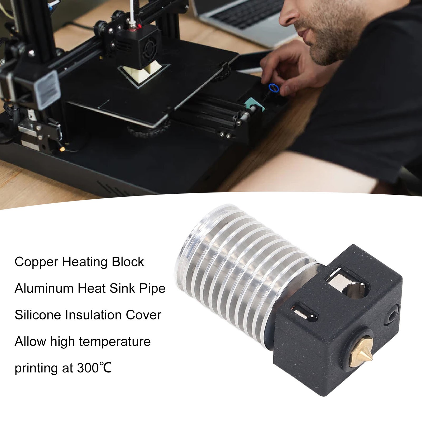 3D Printer Hotend Upgrade With 0.4mm Brass Nozzle Heating Block Bimetal Pipe´