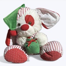 Fisher Price Puffalump Christmas Puppy Dog Present Stuffed Animal Nylon Vtg '91