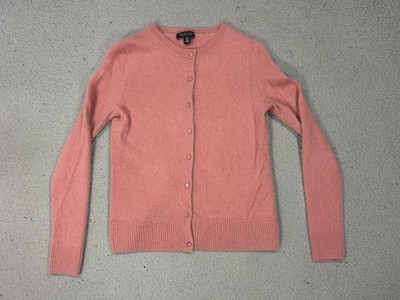 Saks Fifth Avenue Sweater Cardigan Womens Medium Pink 100% Cashmere Quiet Luxury