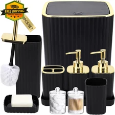Bathroom Accessories Set - Gorgeous Set, 10PC Bath Black&gold