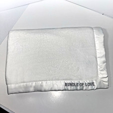 Carter's Cozy White Baby Blanket Bundle of Love In Gray Satin Trim Binding