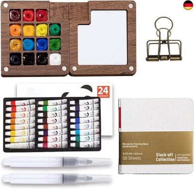 Mini Palette Aquarell Set, inkl.Tragbar aquarell Palette 15 Gitter und 24 Color