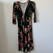 Farm Rio Tie Front Cutout Floral Tropical Print Midi Dress Size M