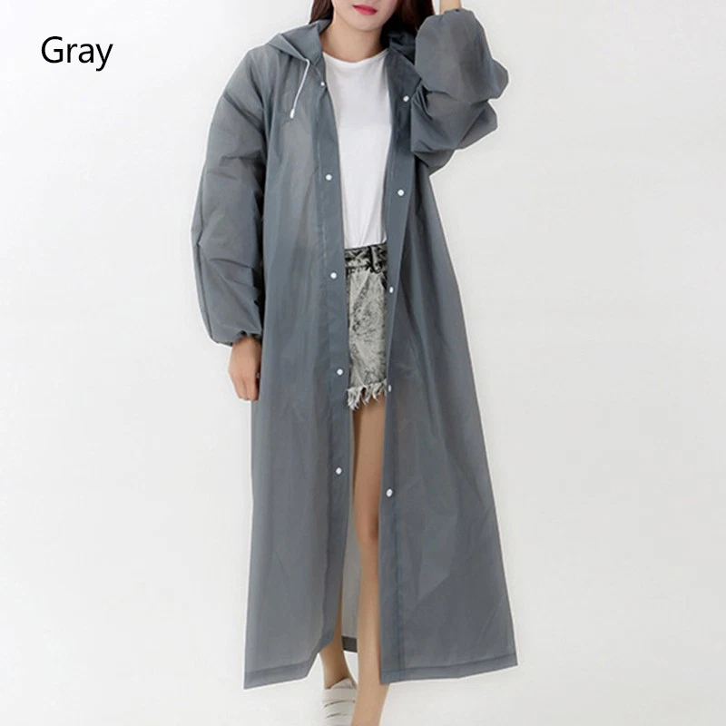 Women Men Waterproof Jacket Clear PVC Raincoat Rain Coat Hooded Poncho Rainwear - Image 4 of 4