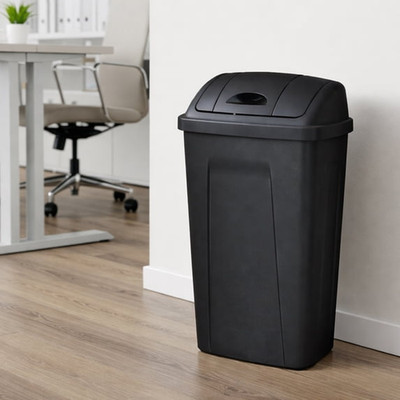 Mainstays 13 Gallon Kitchen Trash Can Plastic Step Garbage Bin Swing Top Black