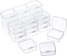 24 Packs Small Clear Plastic Beads Storage Containers Box with Hinged Lid for St