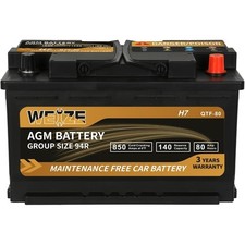AGM Automotive Battery 12V 80Ah 94R Group Size H7 140 Reserve Capacity 850 CCA