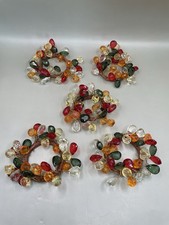 Faceted Beads Napkin Ring Holders Set of 5 Multicolor Fall Colors Thanksgiving