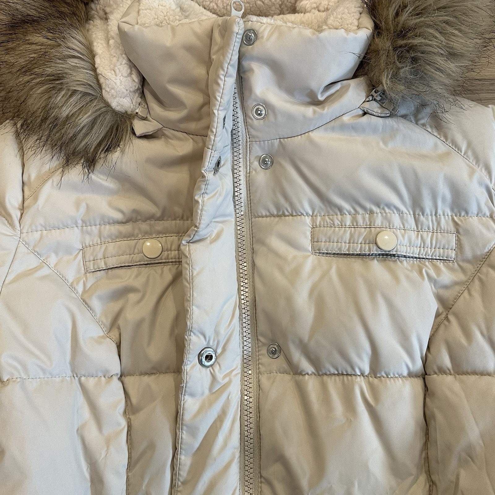 Vintage Rare Esprit Women’s MED Puffer Parka Jacket Removable Hood Faux Fur Y2K image 10