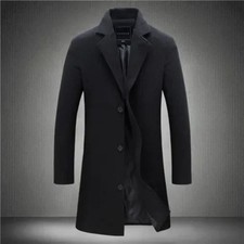 Men's Winter Warm Formal Trench Coat Long Jacket Smart Work Overcoat Outwear