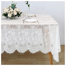 60x120 Inches Lace Tablecloth Rectangle Vintage 120" x 60" Rectangular White