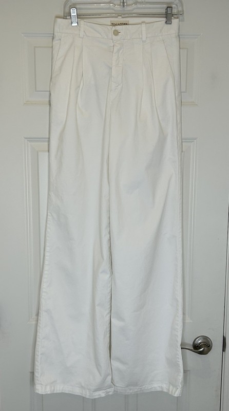 Nili Lotan White Cotton Flavie Wide Leg Trousers Size 4