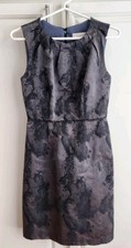 Loft Metallic Brocade Short Sleeve Dress, Blue/Gray