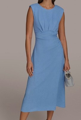 donna karan blue dress Donna Karan Petite Colorblocked Sheath Dress in Blue