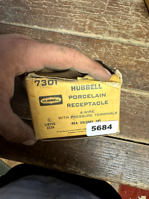 Hubbell 7301 Porcelain Receptacle 4-Wire w/ Pressure Terminals 60A