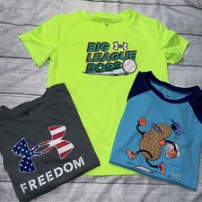 Under Armour Boys Size 7 Short Sleeve Tee Bundle Lot NEW Baseball Dri Fit
