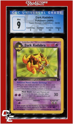 Dark Kadabra (1st Edition) graded CGC 9 for sale on eBay