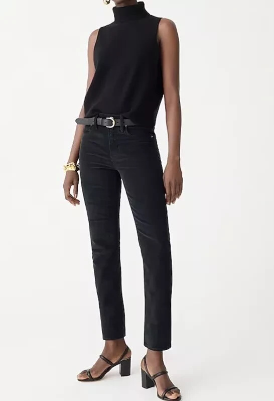 NWT J.Crew Women's Size 28 Black Vintage Slim Straight Corduroy Pant AB651 $128