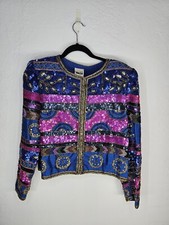 Vintage Leslie Fay Evenings Full Sequin Beaded Jacket Sz M