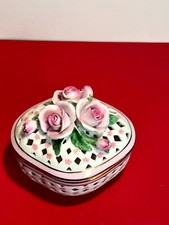 Porcelain Trinket Jewellery Box Past Times Oxford Lace Hand Painted