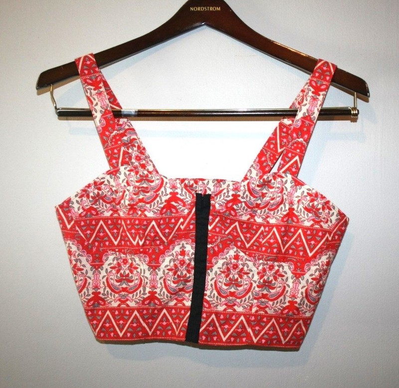 NEW Womens LUCCA COUTURE Paisley Floral Print Bustier Sleeveless Top Y2K 6 NWT 