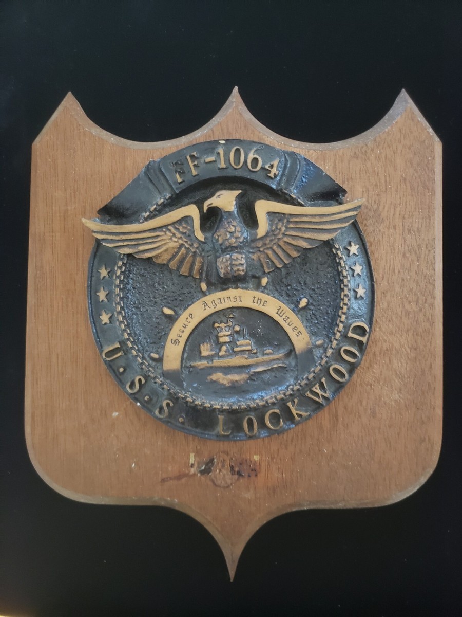 Vintage USS Lockwood FF-1064 Navy Naval Ship Ceramic Medallion