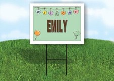 EMILY WELCOME BABY GREEN 18 in x 24 in Yard Sign Road Sign with Stand