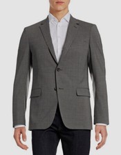 1150 Theory Mens Gray Trim Fit Wool Blend Two-Button Sport Coat Jacket Size 40R