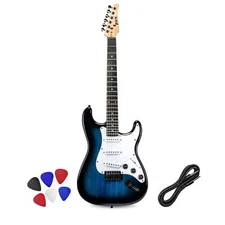 LyxPro CS Beginner 39” Electric Guitar & Electric Guitar Accessories, Blue