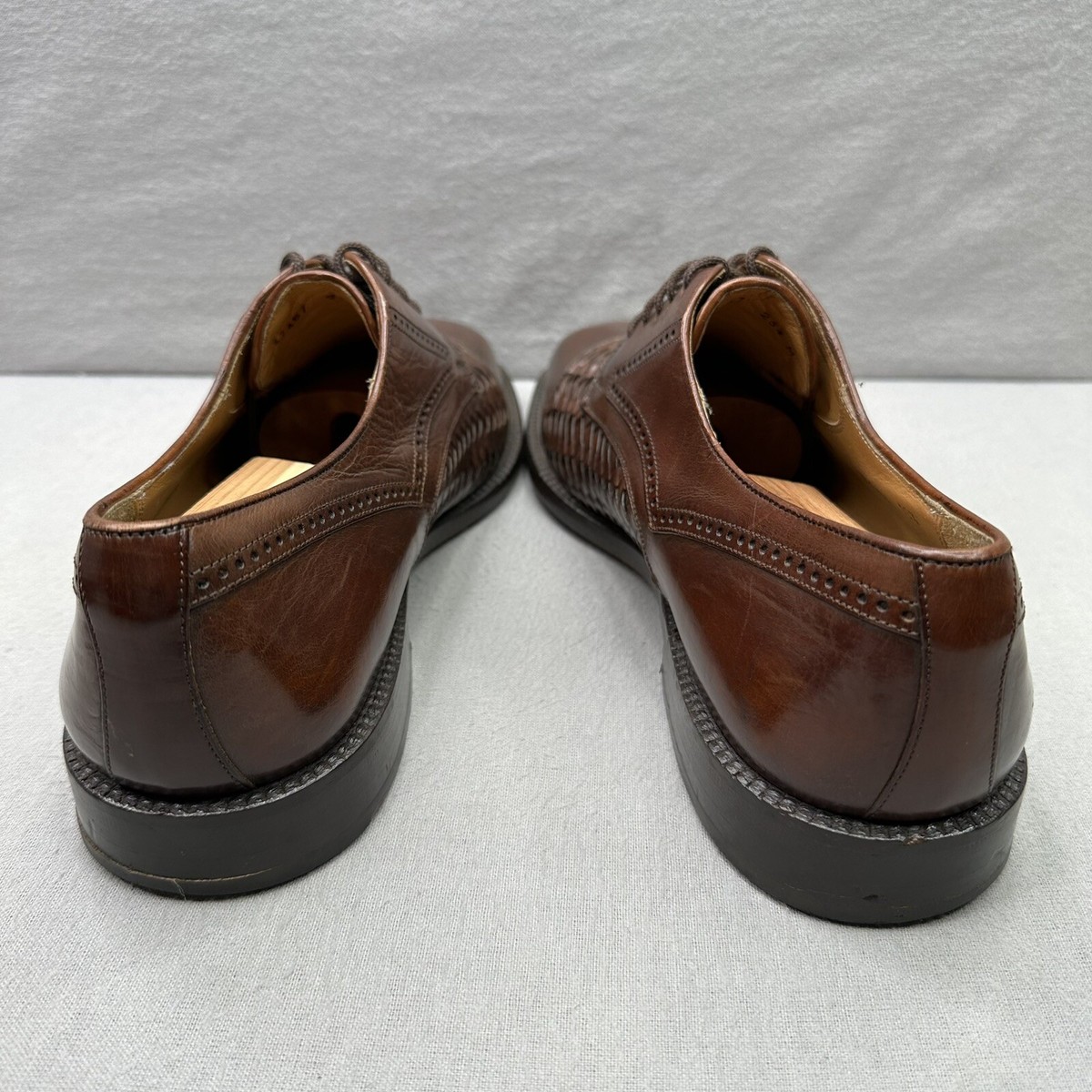 Mezlan Valencia Mens Sz 11 Oxford Cap Toe Brown Leather Woven Dress Shoes Derby Vtg Mezlan Mens Oxford Shoes Woven Leather | Mercari main image 3