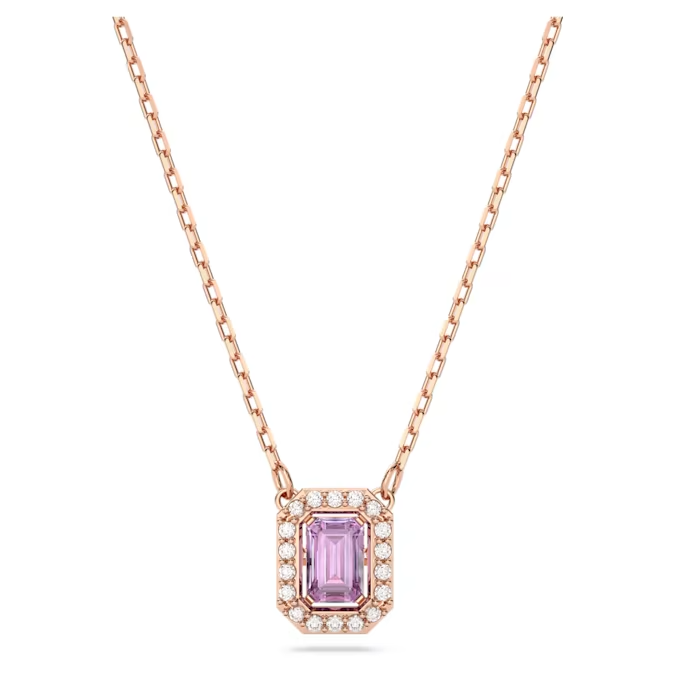 Swarovski Millenia necklace Octagon cut, Purple, Rose gold-tone