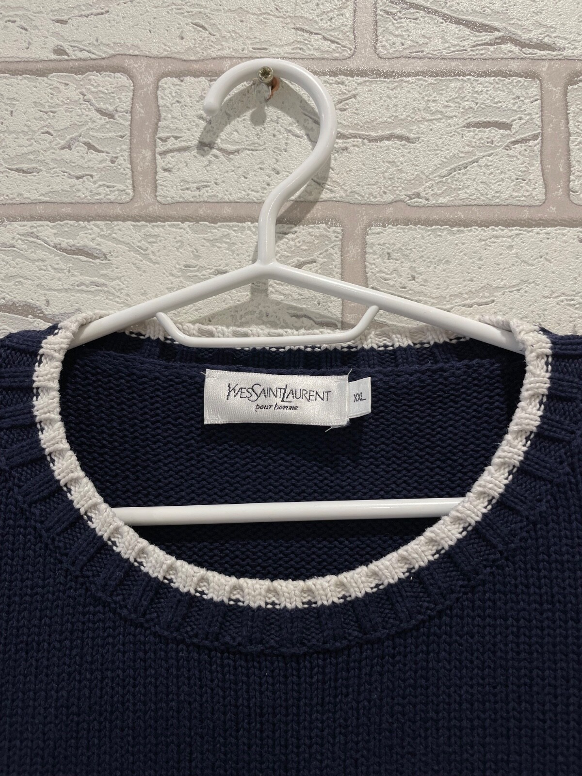 Maglione maglia YSL Yves Saint Laurent uomo blu taglia XXL 2XL