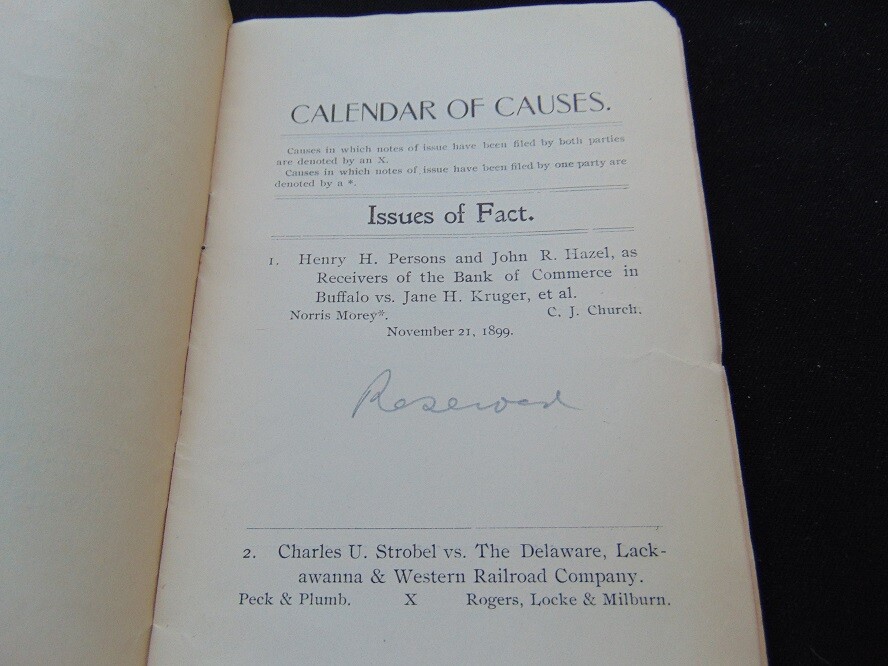 Vintage 1901 Calendar of the Circuit Court Western District of NY  Canandaigua NY | eBay