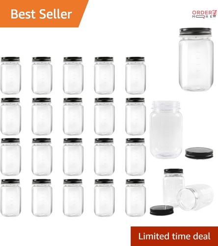 16 Ounce Clear Plastic Jars 20 Pack Airtight Screw Lid Storage ...