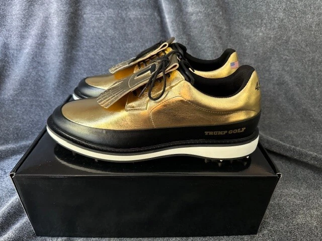 ✅ Donald Trump Gold Golf Shoes Size 11 #635/1000 Limited edition In Hand✅ - Изображение 2 из 4