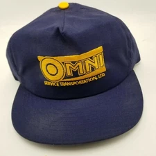 Omni Service Transportation Hat Cap Blue Snapback Adult Used Made in Usa Vtg B4D