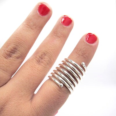 925 Silver Thumb Splint Ring Coil Spiral Design for Trigger Finger Relief s315