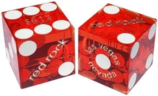 Genuine Red Rock Las Vegas Casino Craps Dice Pair Red Polished Matching Numbers