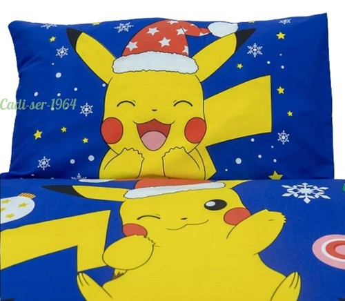Pokemon Christmas Duvet Cover Set Pikachu Reversible Children's Single Duvet Set - Picture 8 of 24